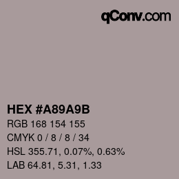 Color code: HEX #A89A9B | qconv.com
