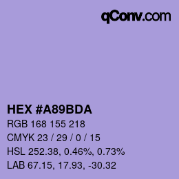 Farbcode: HEX #A89BDA | qconv.com