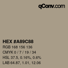 Farbcode: HEX #A89C88 | qconv.com
