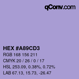 Código de color: HEX #A89CD3 | qconv.com