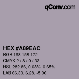 Color code: HEX #A89EAC | qconv.com