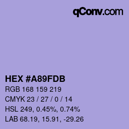 Farbcode: HEX #A89FDB | qconv.com
