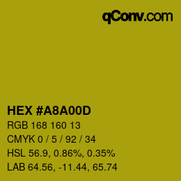 Color code: HEX #A8A00D | qconv.com