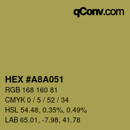 カラーコード: HEX #A8A051 | qconv.com