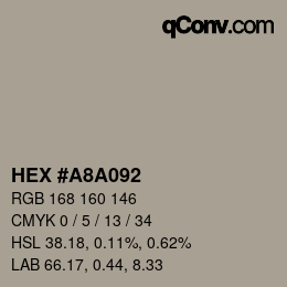 Color code: HEX #A8A092 | qconv.com