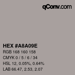 Color code: HEX #A8A09E | qconv.com