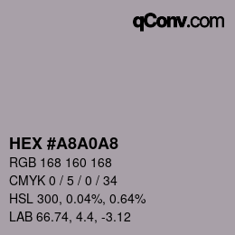颜色代码: HEX #A8A0A8 | qconv.com