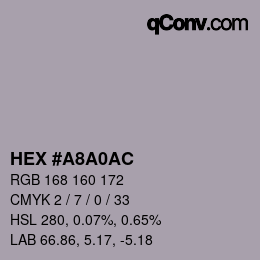 颜色代码: HEX #A8A0AC | qconv.com
