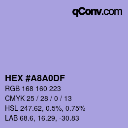 Color code: HEX #A8A0DF | qconv.com