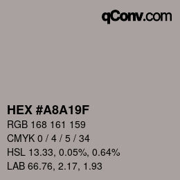 Color code: HEX #A8A19F | qconv.com