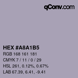 颜色代码: HEX #A8A1B5 | qconv.com