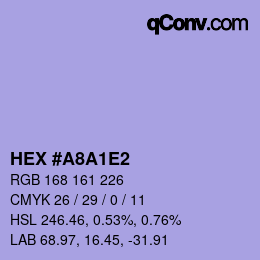 カラーコード: HEX #A8A1E2 | qconv.com