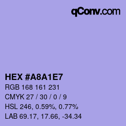 Color code: HEX #A8A1E7 | qconv.com
