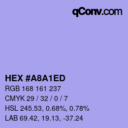 Farbcode: HEX #A8A1ED | qconv.com