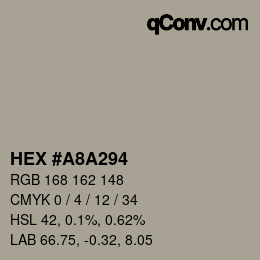 Code couleur: HEX #A8A294 | qconv.com