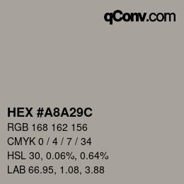 Color code: HEX #A8A29C | qconv.com