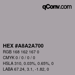 Color code: HEX #A8A2A700 | qconv.com
