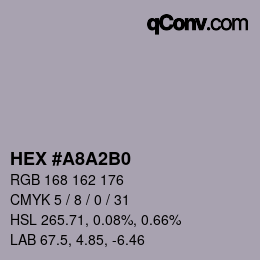 Color code: HEX #A8A2B0 | qconv.com