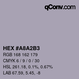 Color code: HEX #A8A2B3 | qconv.com