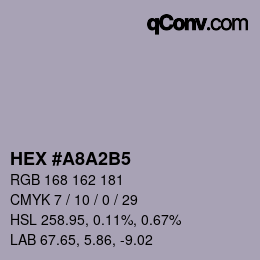 カラーコード: HEX #A8A2B5 | qconv.com
