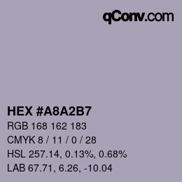 Color code: HEX #A8A2B7 | qconv.com