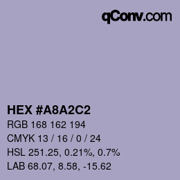 Color code: HEX #A8A2C2 | qconv.com