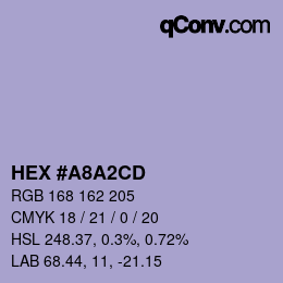 Color code: HEX #A8A2CD | qconv.com