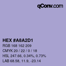 Color code: HEX #A8A2D1 | qconv.com