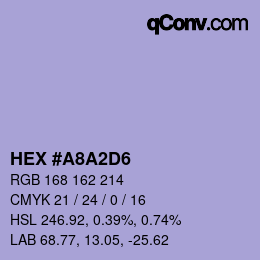 Color code: HEX #A8A2D6 | qconv.com