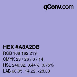 Color code: HEX #A8A2DB | qconv.com