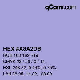 Color code: HEX #A8A2DB | qconv.com