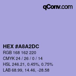 Color code: HEX #A8A2DC | qconv.com