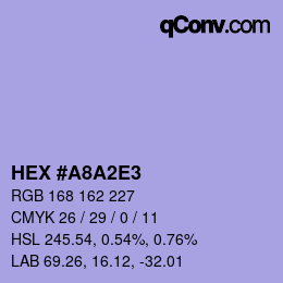 颜色代码: HEX #A8A2E3 | qconv.com