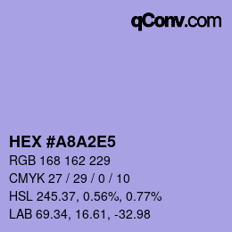 Color code: HEX #A8A2E5 | qconv.com