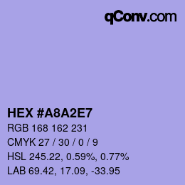 カラーコード: HEX #A8A2E7 | qconv.com