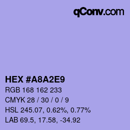 Color code: HEX #A8A2E9 | qconv.com