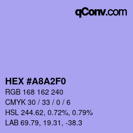 カラーコード: HEX #A8A2F0 | qconv.com