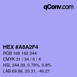 カラーコード: HEX #A8A2F4 | qconv.com