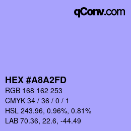 カラーコード: HEX #A8A2FD | qconv.com