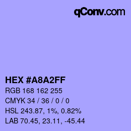 カラーコード: HEX #A8A2FF | qconv.com