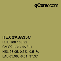 Color code: HEX #A8A35C | qconv.com