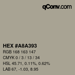 カラーコード: HEX #A8A393 | qconv.com