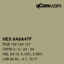 Color code: HEX #A8A47F | qconv.com