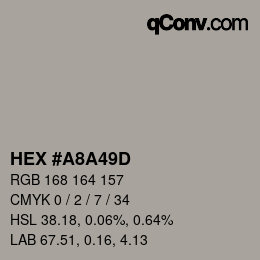 颜色代码: HEX #A8A49D | qconv.com