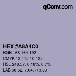 カラーコード: HEX #A8A4C0 | qconv.com