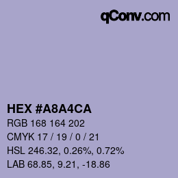 Color code: HEX #A8A4CA | qconv.com