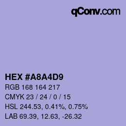 Color code: HEX #A8A4D9 | qconv.com