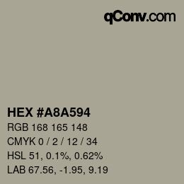 Farbcode: HEX #A8A594 | qconv.com