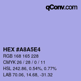 Color code: HEX #A8A5E4 | qconv.com