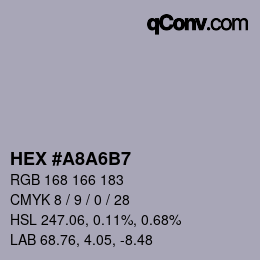 颜色代码: HEX #A8A6B7 | qconv.com